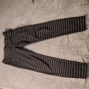 Athleta Striped Chaturanga Tight Leggings Black Gray Stripe Women's Size S